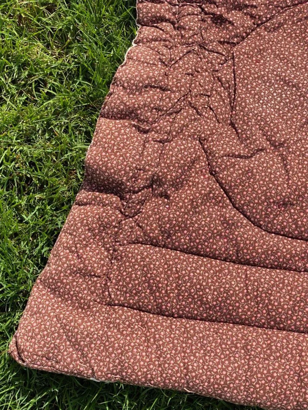 Vintage Ducks Mallard Brown Patchwork Quilt Blanket Comforter Cottage Country
